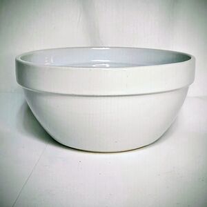Vintage Palm Restaurant Round Serving Bowl 8.5" White Ceramic Heavy